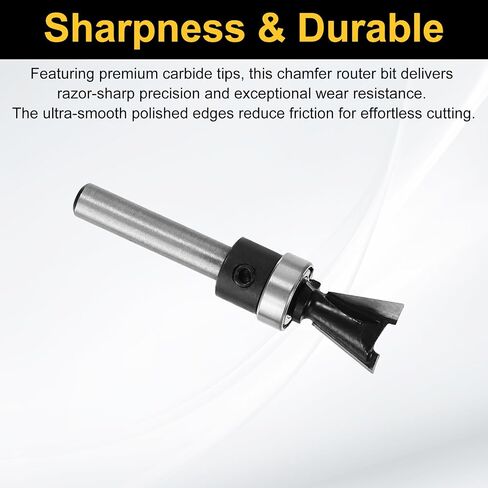 HARFINGTON Dovetail Router Bits 1/4" Shank 1/2" Dia Carbide Tipped Dovetail Joint Router Bit with Bearing Guide for Woodworking Cutter Cabinet Making, Black in Kuwait