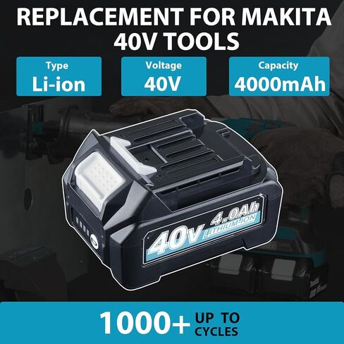 VANTTECH 4.0Ah 40V BL4040 Battery Replacement for 40V Battery BL4020 BL4025 BL4040 BL4040F BL4050F BL4040-2 Compatible with 40V Cordless Power Tools with LED Indicator (4.0Ah-2pcs) in Kuwait