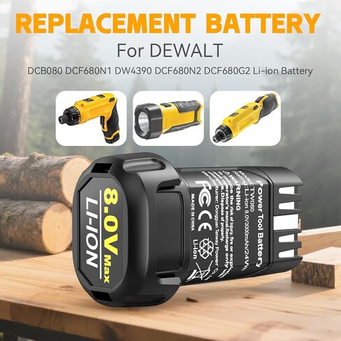 Fancy Buying 3000mAh 8V Li-ion Replacement for Dewalt 8v Battery Compatible with DCF680N1 DW4390 DCF680N2 DCF680G2 Cordless Power Tools in Kuwait