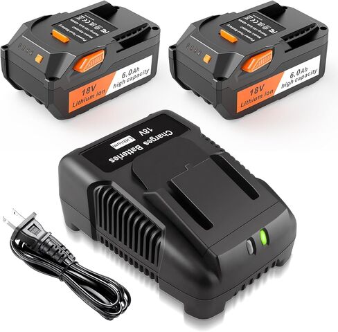 ARyee 2 Pack 18V 6.0Ah Replacement for Ridgid 18V Battery Compatible with 18Volt R840087 R840083 R840086 R840085 R840084 AC840085 AC840086 AC840089 with R86092 Battery Charger in Kuwait
