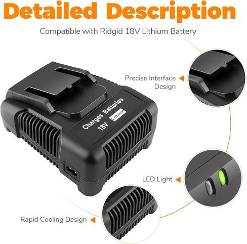ARyee 2 Pack 18V 6.0Ah Replacement for Ridgid 18V Battery Compatible with 18Volt R840087 R840083 R840086 R840085 R840084 AC840085 AC840086 AC840089 with R86092 Battery Charger in Kuwait