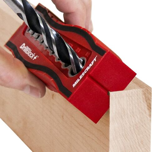 Milescraft 1336 Drill Block Plus- Handheld Drilling Guide, Drilling Jig with Drill Guides for 9 of the Most Common Imperial Drill Bit Sizes, Precision Drilling Tool Accessory in Kuwait