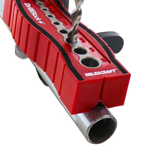 Milescraft 1336 Drill Block Plus- Handheld Drilling Guide, Drilling Jig with Drill Guides for 9 of the Most Common Imperial Drill Bit Sizes, Precision Drilling Tool Accessory in Kuwait