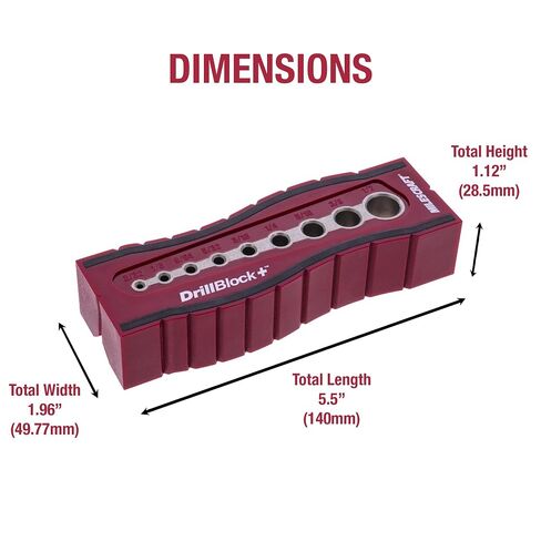 Milescraft 1336 Drill Block Plus- Handheld Drilling Guide, Drilling Jig with Drill Guides for 9 of the Most Common Imperial Drill Bit Sizes, Precision Drilling Tool Accessory in Kuwait