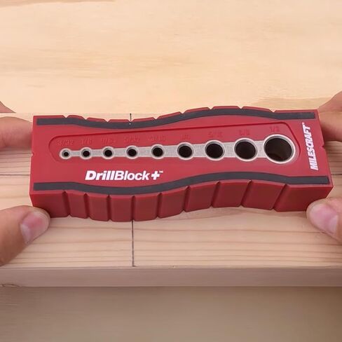 Milescraft 1336 Drill Block Plus- Handheld Drilling Guide, Drilling Jig with Drill Guides for 9 of the Most Common Imperial Drill Bit Sizes, Precision Drilling Tool Accessory in Kuwait