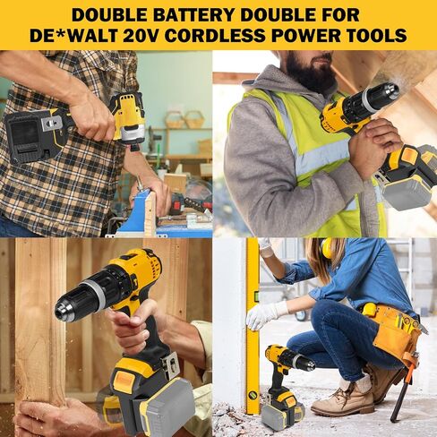 Adapter for Dewalt Battery,for 2Packs Batteries Work for Dewalt 20V Cordless Power Tool,2 in 1 Battery Converter in Kuwait