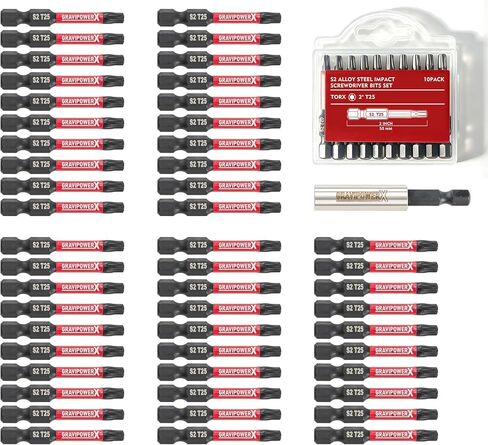 50 PCS 2" Torx Bit Set Impact Magnetic Torx Screwdriver Set T20 | 50 Pcs Torx Bit Set of S2 Alloy Steel with 1PCS Impact Bit Holder, Fit 1/4 IN. Hex Impact Drivers, T20 Torx Screwdriver Set in Kuwait