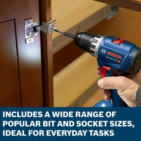 BOSCH SDSKTD34 34-Piece Impact Tough Screwdriving Bit Set with Sockets, Phillips, Torx, and Square Bits | Impact Rated with Torsion Zone for Drills and Impact Drivers | Includes Customizable Case in Kuwait