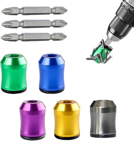 6-PCS Magnetic Screw Holder & 3-PCS S2 Screw Bit, Strong Magnetic Screw Ring for 1/4" Hex Screwdrivers & Drill Bits, Stackable Magnetic Ring for Power Tools, Mechanics, Auto Repair & DIY Projects in Kuwait