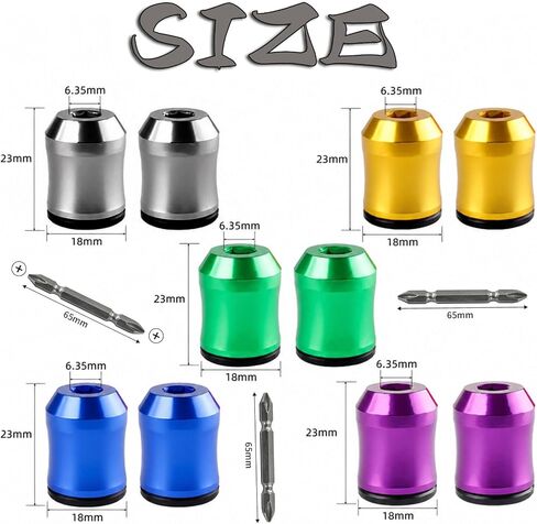 6-PCS Magnetic Screw Holder & 3-PCS S2 Screw Bit, Strong Magnetic Screw Ring for 1/4" Hex Screwdrivers & Drill Bits, Stackable Magnetic Ring for Power Tools, Mechanics, Auto Repair & DIY Projects in Kuwait