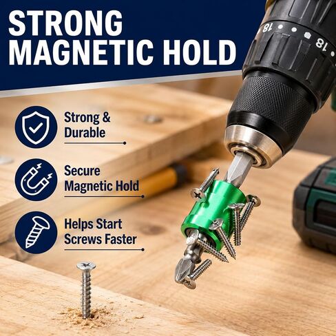 6-PCS Magnetic Screw Holder & 3-PCS S2 Screw Bit, Strong Magnetic Screw Ring for 1/4" Hex Screwdrivers & Drill Bits, Stackable Magnetic Ring for Power Tools, Mechanics, Auto Repair & DIY Projects in Kuwait