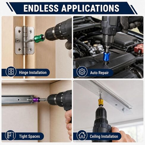 6-PCS Magnetic Screw Holder & 3-PCS S2 Screw Bit, Strong Magnetic Screw Ring for 1/4" Hex Screwdrivers & Drill Bits, Stackable Magnetic Ring for Power Tools, Mechanics, Auto Repair & DIY Projects in Kuwait