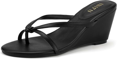 IDIFU IN3 Wedge Sandals for Women Summer Shoes Dressy Flip Flops Strappy Wedges Heels Beach Casual Cute Thong Slides Comfortable Open Round Toe Heeled Sandals in Kuwait