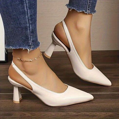 Women's Slingback Pumps Pointed Toe High Heels, Elegant Closed Toe Stiletto Heels Sandal, Comfortable Slip-On Heels Dress Pumps for Office Work Wedding Party in Kuwait