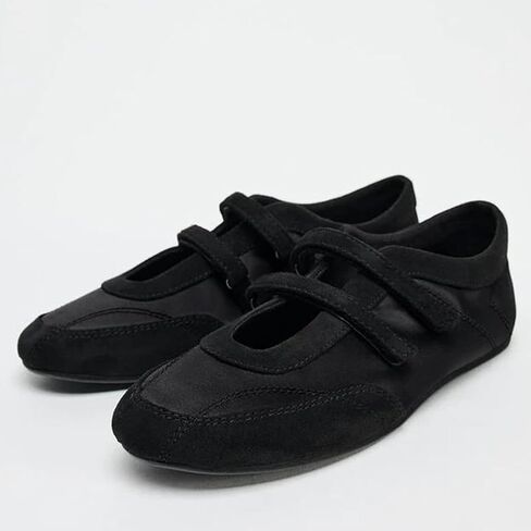 Casual Womens Elastic Strap Ballet Flats Slip On Round Toe Soft Ballerina Pumps Cute Flat Mary Janes Walking Office Shoes Black Size 39 in Kuwait