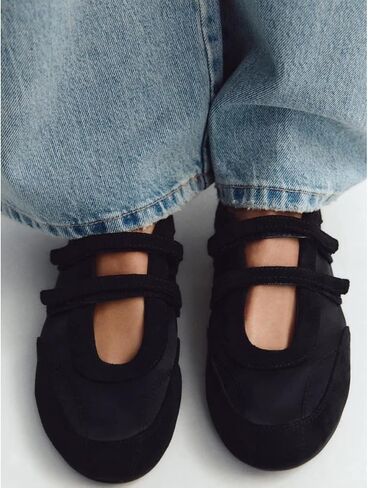Casual Womens Elastic Strap Ballet Flats Slip On Round Toe Soft Ballerina Pumps Cute Flat Mary Janes Walking Office Shoes Black Size 39 in Kuwait