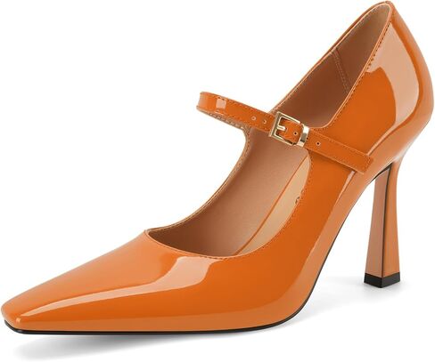 Women's Closed Pointed Toe Mary Jane Pumps Ankle Strap Patent Leather Stiletto High Heels Work Wedding Party Dressy Shoes in Kuwait
