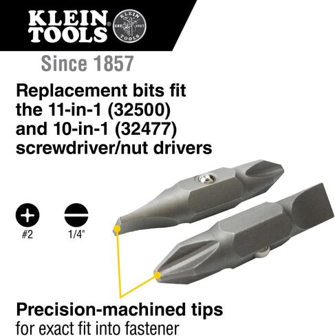 Klein Tools 32556 Driver Bit Holder and 32483#2 Phillips & 1/4-Inch Slotted Bits for 11-in-1 & 10-in-1 Screwdrivers in Kuwait