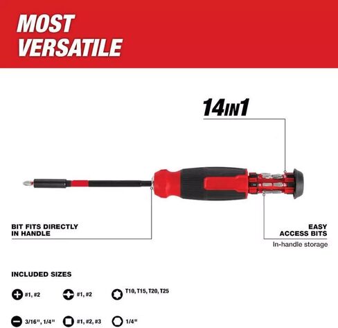Fits Milwaukee 48-22-2915 14-in-1 Multi-Bit Screwdriver W/Impact Duty Bits, Red in Kuwait