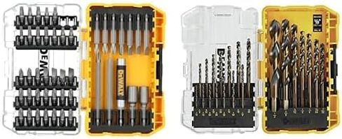 Bundle of DEWALT Screwdriver Bit Set with Tough Case, 45-Piece (DW2166) + DEWALT Drill Bit Set, 21-Piece, 135 Degree Split Point, 31 Degree Helix, Black Oxide Coated (DWA1181) in Kuwait