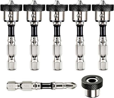 5pcs TEURSA® Magnetic Drywall Screw Setter Bits – PH2 with Depth Stop, K5 Steel Hex Shank, Impact-Ready Screwdriver Bits for Drywall, Sheetrock & Wood Screws, 2-Inch (5) in Kuwait