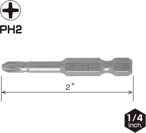 VESSEL Neck Torsion Power Bits PH2X50 5PC (Carded) in Kuwait