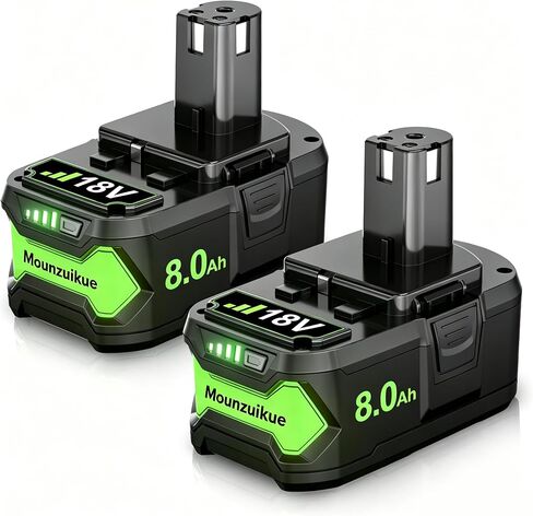 2Pack Upgraded 8.0Ah Replacement for Ryobi 18V Battery Compatible with | 18 Volt Battery ONE+ Plus P102 P103 P104 P105 P106 P108 P107 P109 PBP002 PBP003 PBP004 PBP005 RB18L50 BPL1820 Tools in Kuwait