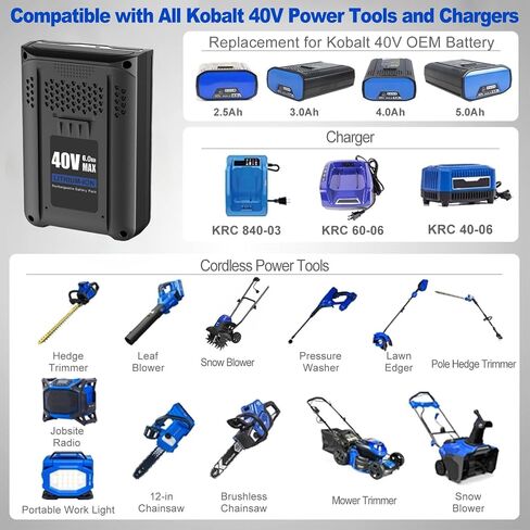 2 Packs 40V 6.0Ah Replacement for Kobalt 40V Battery KB440-03 KB440-06 KB640-03 KB640-06 KB240-06 in Kuwait