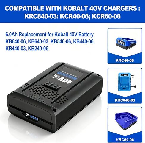 2 Packs 40V 6.0Ah Replacement for Kobalt 40V Battery KB440-03 KB440-06 KB640-03 KB640-06 KB240-06 in Kuwait