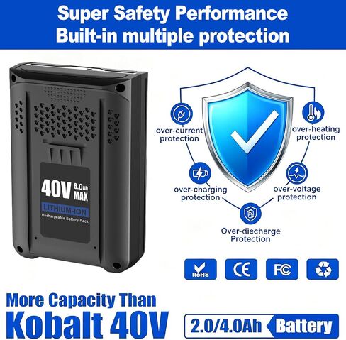 2 Packs 40V 6.0Ah Replacement for Kobalt 40V Battery KB440-03 KB440-06 KB640-03 KB640-06 KB240-06 in Kuwait