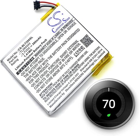 Li-Polymer Replacement Battery for Nest Learning Thermostat 2nd Generation, Learning Thermostat 3rd Generation, T3007ES, T3008US, Learning Thermostat 3rd Gen, A0013, Thermostat E, T4000ES in Kuwait