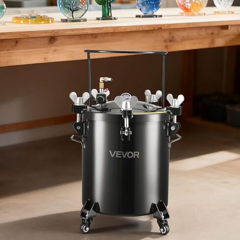VEVOR Heavy Duty Steel Pressure Pot, 10.6 Gal/40 L Heavy Duty Steel Air Tool Pressure Pot, Pressures Pots with Three Quick-Connect Couplers for Home Use, DIY, Art Creations, Large-Diameter Tank in Kuwait