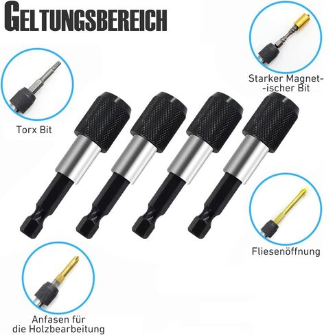 Quick Change Bit Holder Magnetic 4 Pieces 1/4 Inch Magnetic Bit Holder Cordless Screwdriver Suitable for Cordless Screwdrivers Drills Screwdriver Wind Screw 60 mm Length in Kuwait