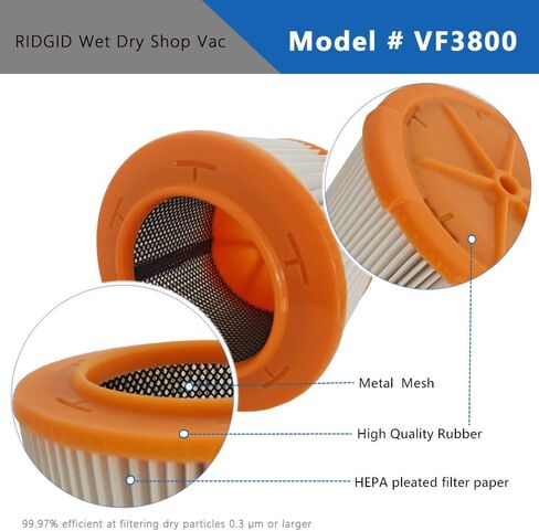 1 PACK brikiwee VF3800 Replacement Pleated HEPA Filter compatible with Most 3-4.5 Gallon Wet Dry vacuum cleaner Accessories in Kuwait