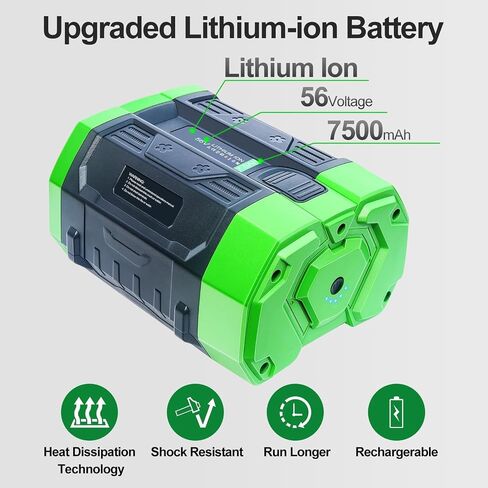 DTK Replacement for EGO 56V Battery 7500mAh BA4200 BA2800 BA1400 Compatible with All 56V Power Tools 2 Packs 7.5Ah Batteries in Kuwait