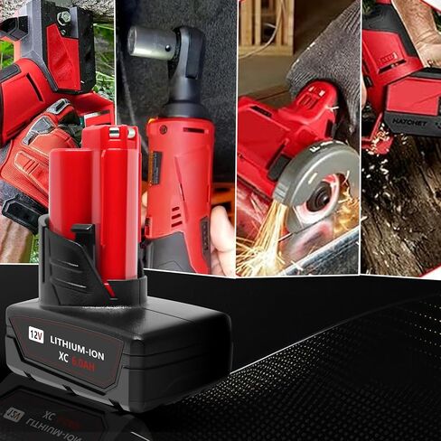 2 Pack 12V 6000mAh Lithium-ion Replacement Battery Compatible with Milwaukee 12 Volt Battery 48-11-2401 48-11-2402 48-11-2440 48-11-2411 48-11-2420 Cordless Power Tools in Kuwait