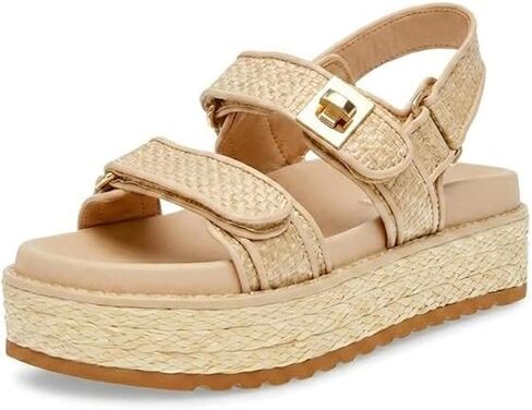 heelchic Womens Platform Raffia Sandals with Cushioned Footbed Beach Shoes in Kuwait