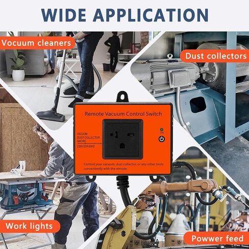 Automatic Remote Vacuum Switch, 220V Wireless Remote Control Dust Collector Starter Outlet Switch (Battery Included) in Kuwait