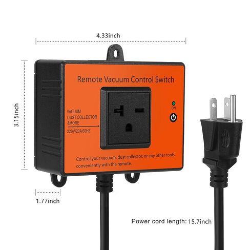 Automatic Remote Vacuum Switch, 220V Wireless Remote Control Dust Collector Starter Outlet Switch (Battery Included) in Kuwait