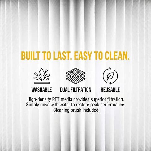 2-Pack Washable Reusable Replacement Filter Kit with Cleaning Brush for 4-5 Gallon Wet/Dry Vacuums - Fits DXVC4001 DXV04T DXV05P DXV05S DXV06G DXV08SA DXV08S DXV08SL in Kuwait