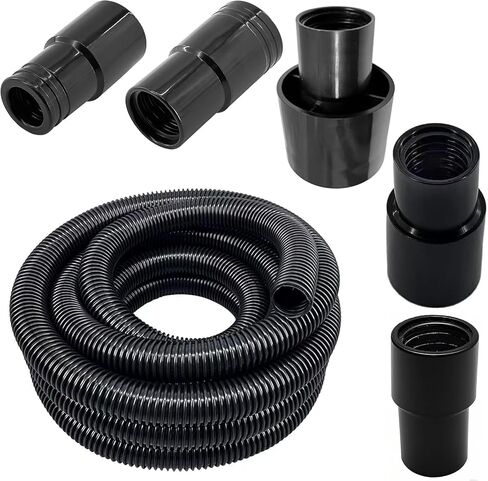 Shop Vacuum Dust Collection Hose Kit,12 Ft Dust Power Tools Hose Kit with 5 Fittings/Attachments for Shop Vacuums,Workshop, Wet/Dry, Fits Multiple Types/Brands of Woodworking Power Tools (5) in Kuwait