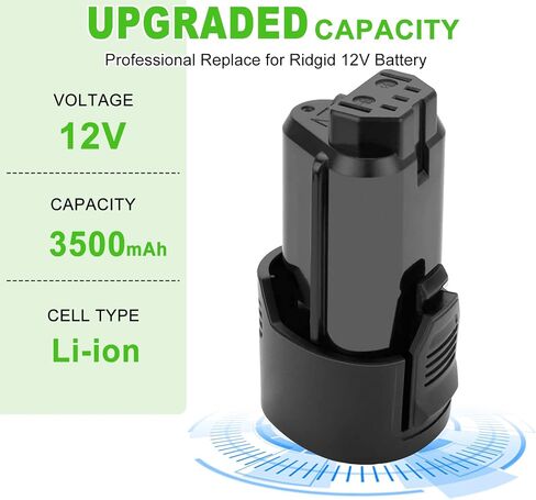 2 Pack 3.5Ah Replacement Battery for Ridgid 12v R82007 R82008 R82009 R82048 R82049 R86048 AC82008 AC82048 AC82049 AC82059 130188001 130219001 130446011 Battery in Kuwait