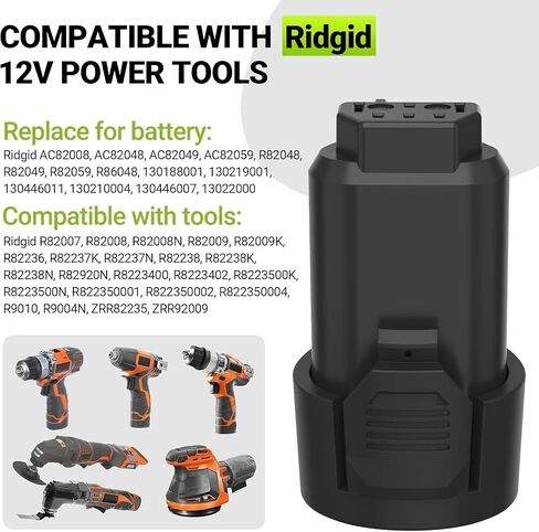 2 Pack 3.5Ah Replacement Battery for Ridgid 12v R82007 R82008 R82009 R82048 R82049 R86048 AC82008 AC82048 AC82049 AC82059 130188001 130219001 130446011 Battery in Kuwait