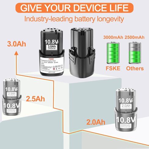 FSKE 3000mAh Replacement for Stihl 10.8V Battery 2Packs | Excellently Lithium Compatible with Stihl 10.8V Batteries Power Tools in Kuwait