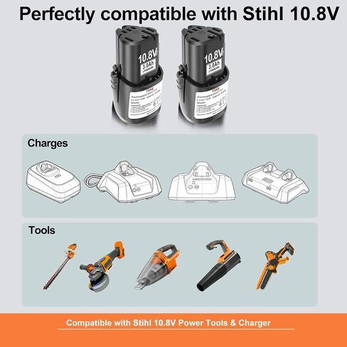 FSKE 3000mAh Replacement for Stihl 10.8V Battery 2Packs | Excellently Lithium Compatible with Stihl 10.8V Batteries Power Tools in Kuwait
