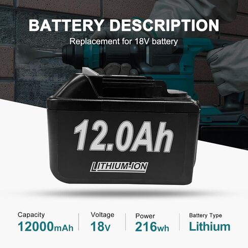 DZEKO 15 Cells 12Ah 2 Packs Replacement Battery for Makita 18V Battery Compatible with Makita 18V Power Tools and Chargers in Kuwait