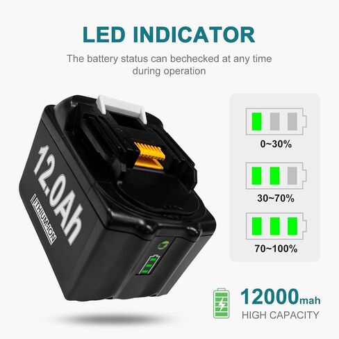 DZEKO 15 Cells 12Ah 2 Packs Replacement Battery for Makita 18V Battery Compatible with Makita 18V Power Tools and Chargers in Kuwait