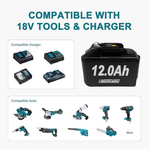DZEKO 15 Cells 12Ah 2 Packs Replacement Battery for Makita 18V Battery Compatible with Makita 18V Power Tools and Chargers in Kuwait