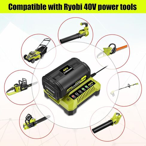 BatPower 6.5Ah 40V Battery & Charger Combo Compatible with Ryobi 40 Volt Lithium Cordless Outdoor Tools, High Output Replacement Battery Pack and Charger Set for 40V Mowers and Blowers (2-Piece Set) in Saudi Arabia