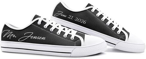 Bridal Sneakers, Personalized Bride Sneakers, Low Top Canvas Wedding Shoes, Just Married Custom Name and Date in Kuwait